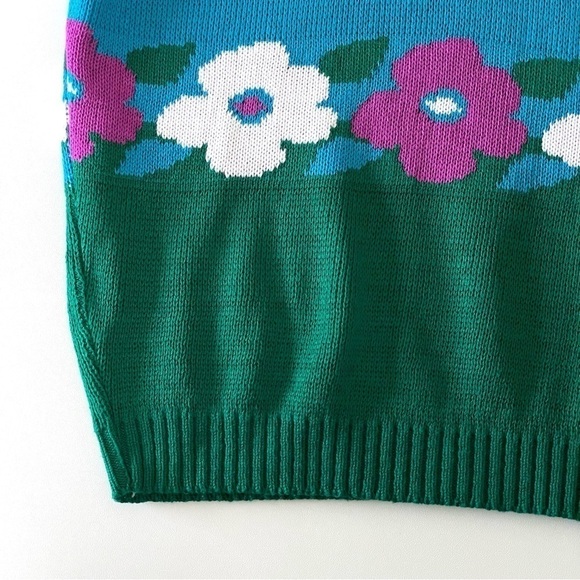 Vintage Cristin Stevens 80’s 90’s Floral Knit Short Sleeve Sweater Top - Picture 10 of 14